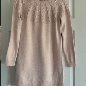 Children’s Place powder pink sweater dress with pearl accents size 16
